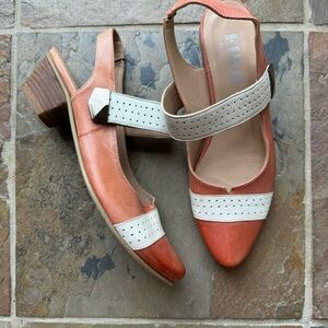 Anthropologie FIDJI Leather Mary Jane Slingback Heels EU 37
